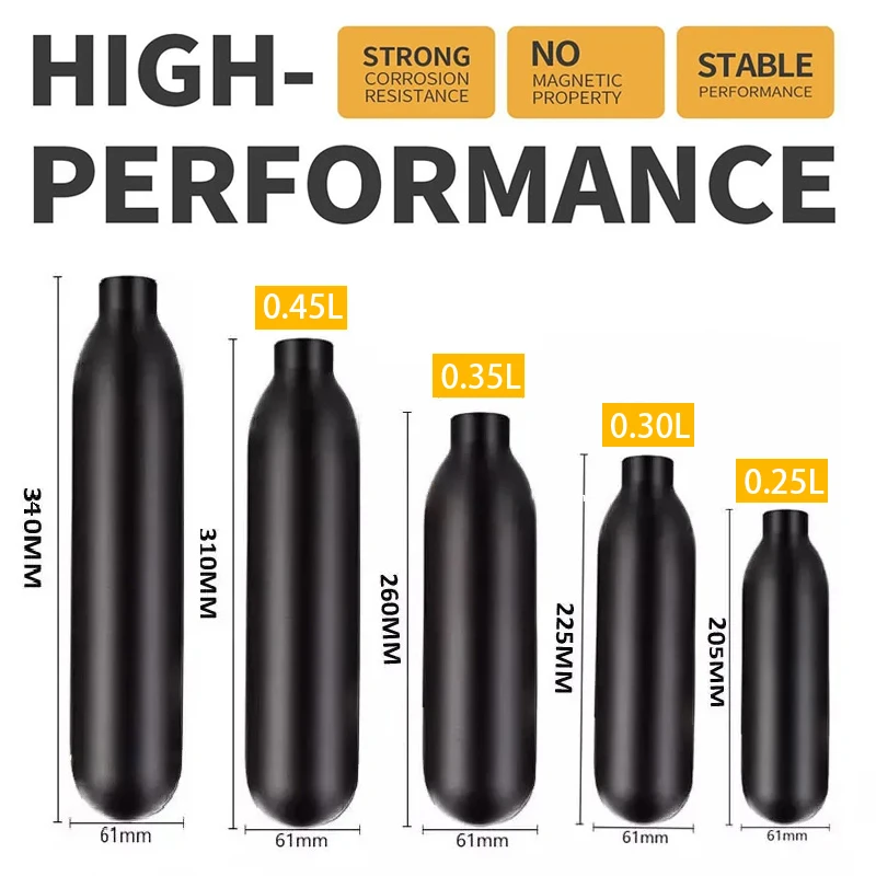 Round Bottomed Aluminum Bottle Thread M18*1.5 4500 PSI Tank Cylinder