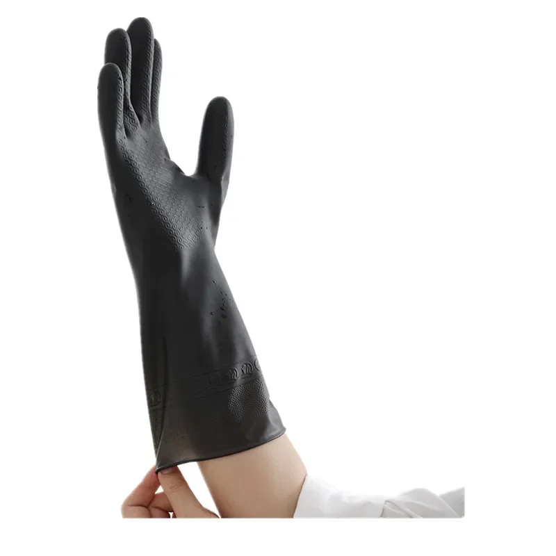1 Pair Black Gloves Home Washing Cleaning Gloves Garden Kitchen Dish Fingers Rubber Dishwashing Household Cleaning Gloves