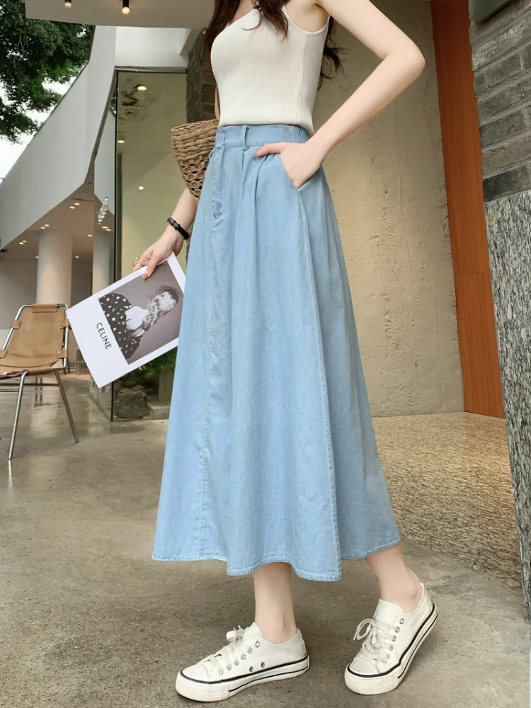【INCHANT ME】Tin Blue H-Line Denim Long Skirt INCHANT ME】Tin Blue H-Line Denim Long Skirt NWT H&M 100