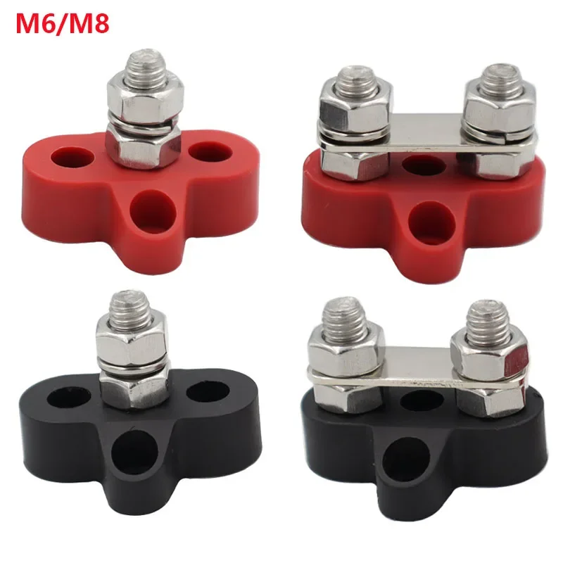 Junction Terminal Block Stud Bus Bar Heavy Duty Battery Power Distribution DC 48V Busbar Automotive RV Boat 1/2PCS M6/M8