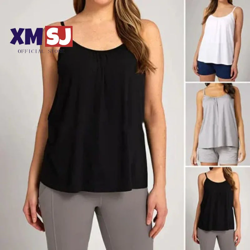 

Summer Clothes Women 2024 Tanks and Camis Tanks and Camis Loose-fitting Tank Top with Built-in Bra Multiple Color Styles