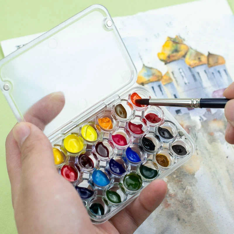 Paint Palette Empty 24 Grids Plastic Paint Palette Tray For Watercolor Gouache Painting Art Supplies