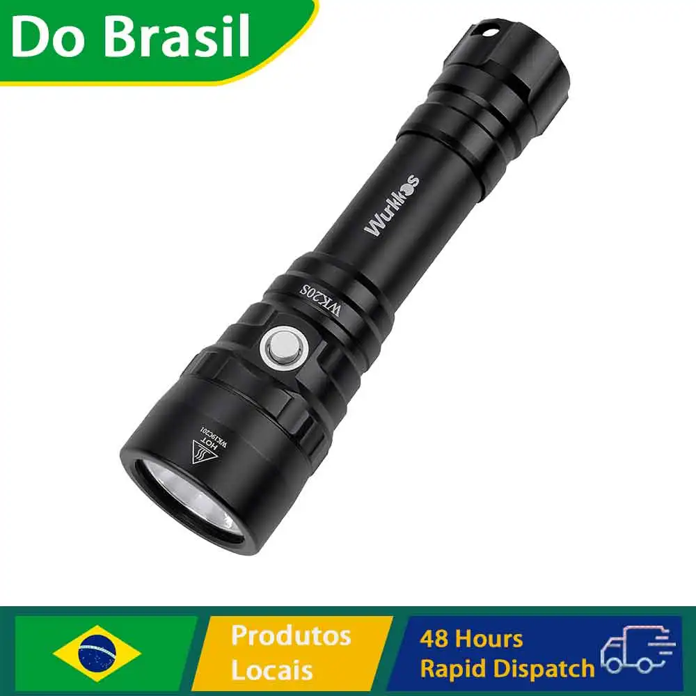 Wurkkos wk20s poderosa lanterna de mergulho ipx8 à prova dwaterproof água luz de mergulho recarregável max 2000 lúmen sst40 hd led 4 modos