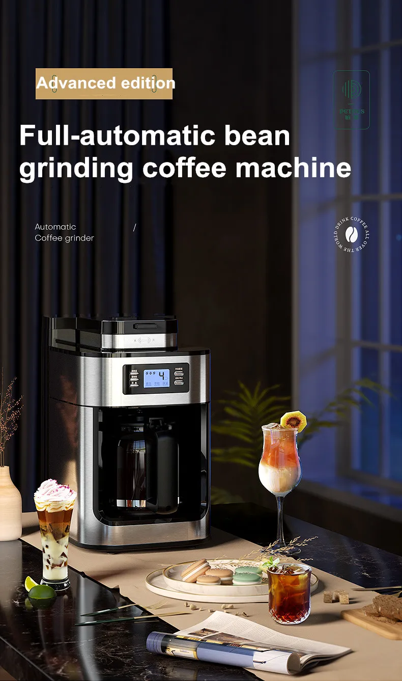 Description Picture 2 of item2 In1 Drip Coffee Machine Apply To Ground&Beans Home Appliances Dripping Coffee Maker With Digital Display&keep Warm