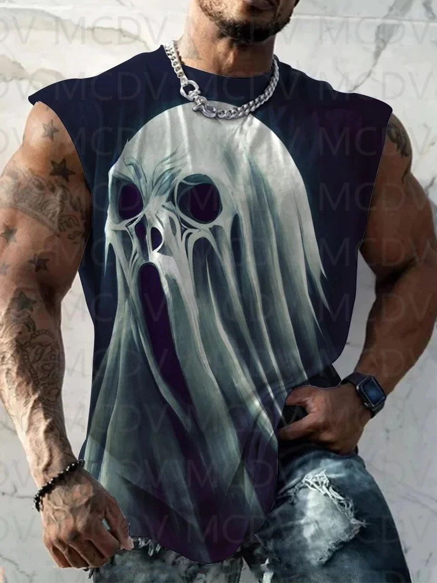 Camiseta con estampado informal de Let's Watch para hombre, películas de miedo, grito, Horror, Halloween, Ghostface