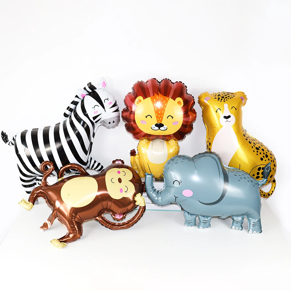 3D Elefanten-, Giraffen-, Tiger- und Löwenkopf Folienballons, Dschungel-Safari Geburtstagsparty Dekorationen, Kinder-Geschenk Spielzeug Helium-Luftballons – Detail 9