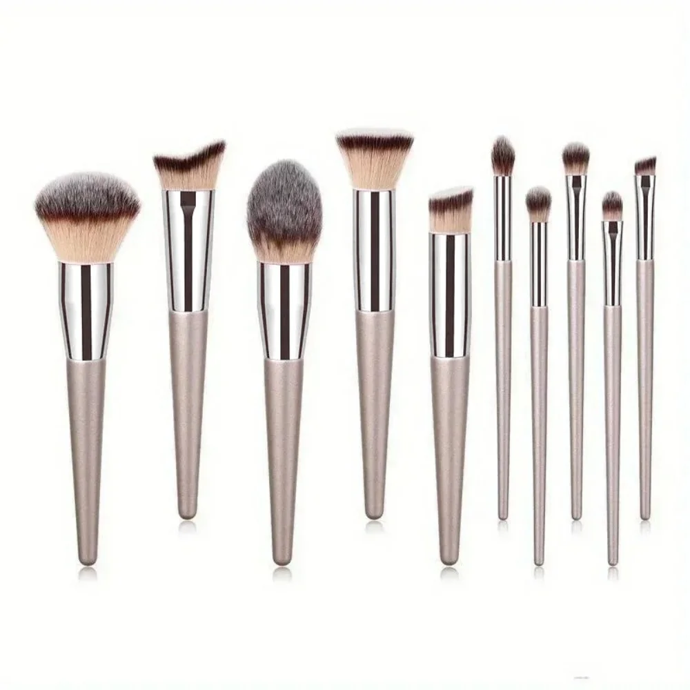 Set completo di pennelli per il trucco da 10 pezzi, morbidi e soffici, per fondotinta, cipria, fard, correttore, ombretto, strumento professionale per il trucco - immagine 3