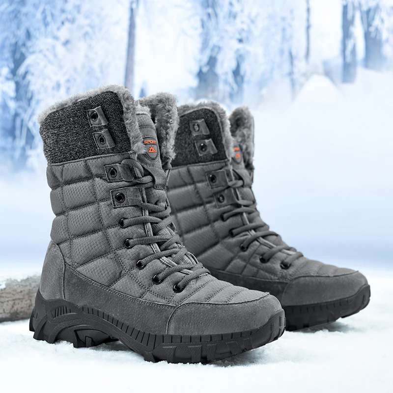 

Winter Men's Snow Boots Waterproof Non-Slip Comfortable Warm Plush Lining Outdoor Ski Suede Ankle Boots for Men