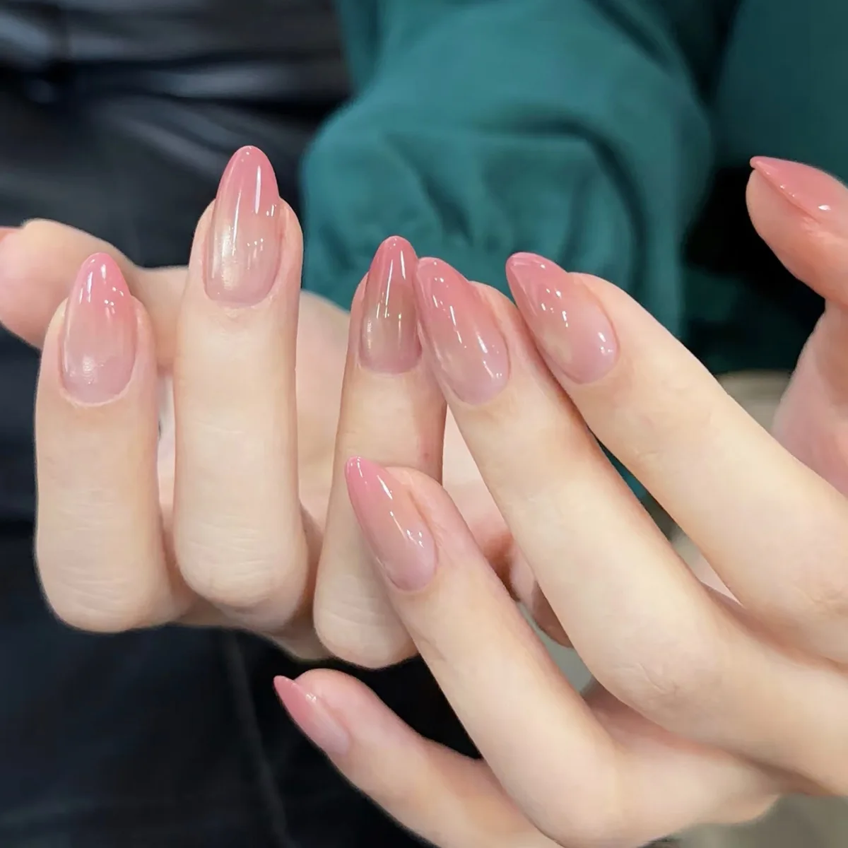 24개입 퍼플 캣아이 아몬드 프레스온 네일 프렌치 탈부착 네일아트 3D 러브 스타 라인스톤 디자인 펄 가짜 손톱 네일팁