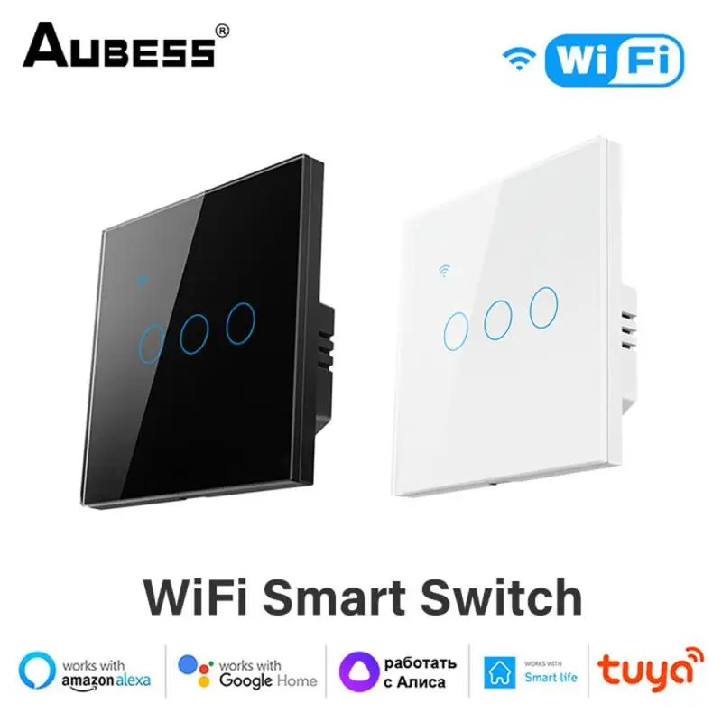 

1/2/3/4Gang Tuya WiFi Smart Touch Switch APP Remote Control Work with Alexa Google Home Neutral Wire Required Smart Home