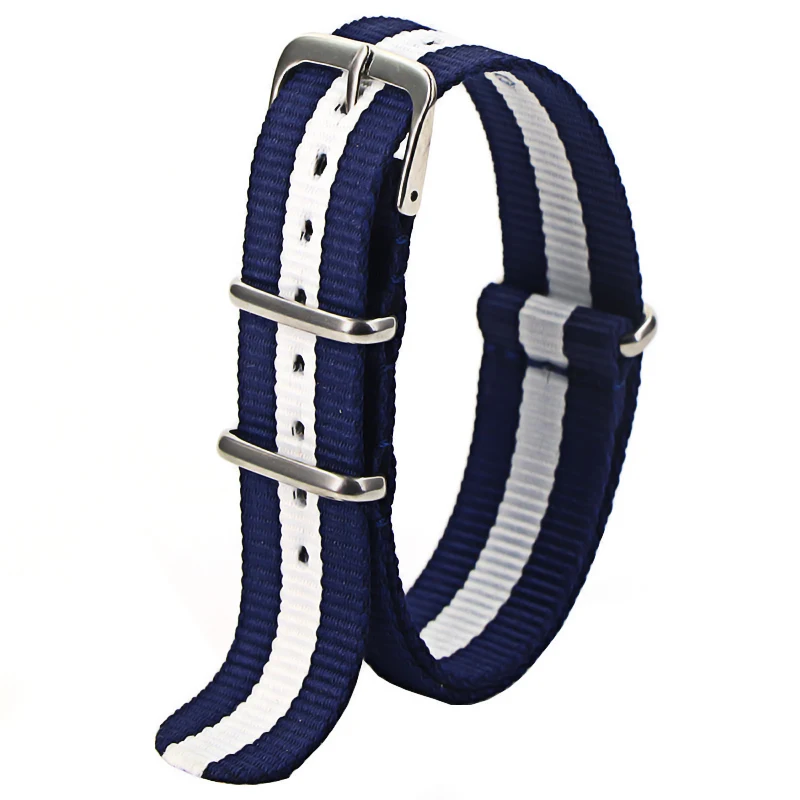 Nylon Army Sports Watch Strap – Black Adjustable Belt with Buckle