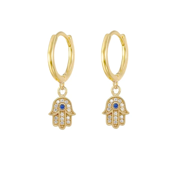 A Pair 925 Silve Gold Color Copper Colorful Rainbow Hoops Earring For Women Demon Eye Gift Smile Face Jewelry Crown Earrings W0040-Y