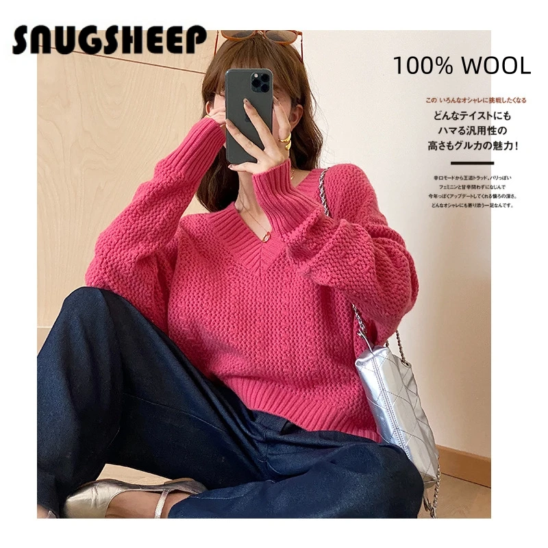 

hollow pullover v neck fashion wool pink top women sweater winter clothes sweaters long sleeve luxury woman cute kawaii jumper