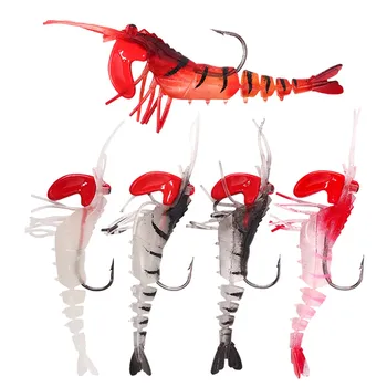 5pcs Soft Shrimp Lure Rigs Fishing Tackle Hooks Jigs Lifelike Swimbait Suitable for Freshwater/Saltwater 1