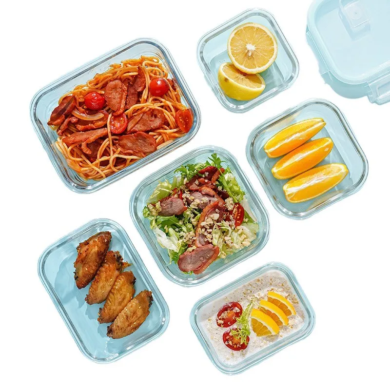 Microwave-Safe Divided Glass Meal Prep Containers - Bento Lunch Box with High Borosilicate Storage Bowls, Assorted Colors