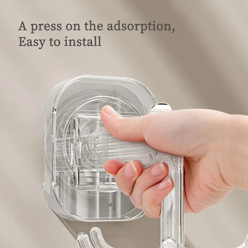 Description Picture 6 of itemWall Hanging Rotatable Hook With Suction Cup Multi-purpose Vacuum 6 Claw Hook Reusable Traceless Kitchen Bathroom Hook