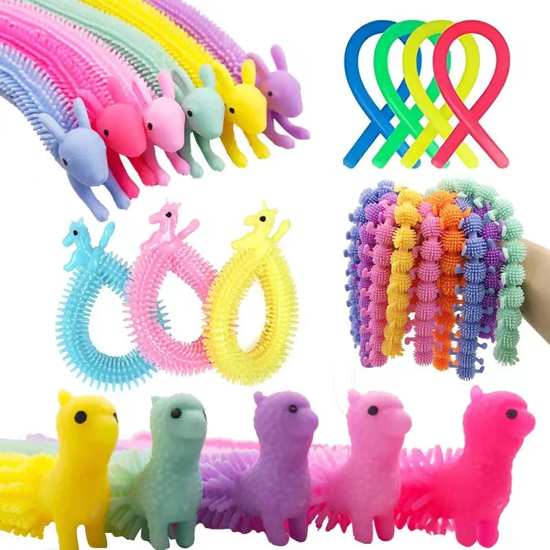 Pink String Worm Monkey Noodle Fidget Toy for Stress Relief