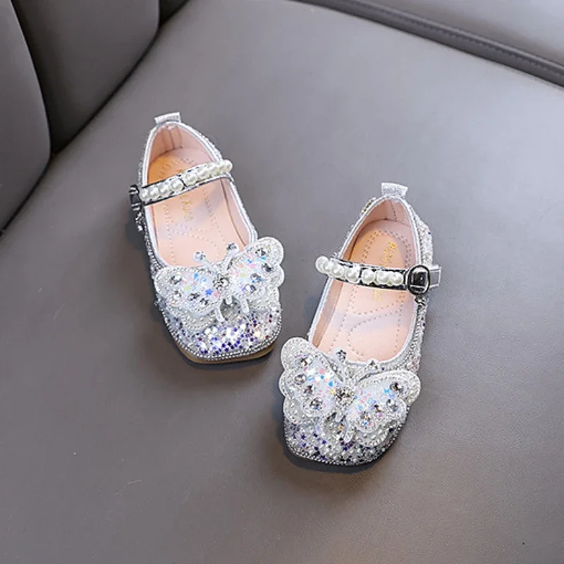 Leather Kids Flat Shoes for Girls Wedding Party