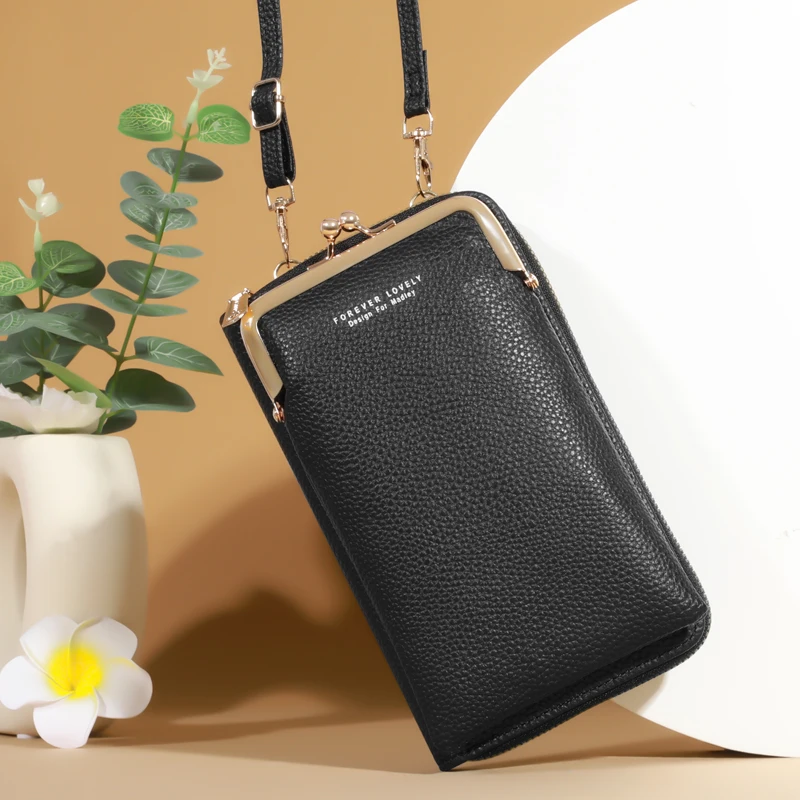SCJJZ borsa donna, portafoglio color cuoio, tracolla, per telefono
