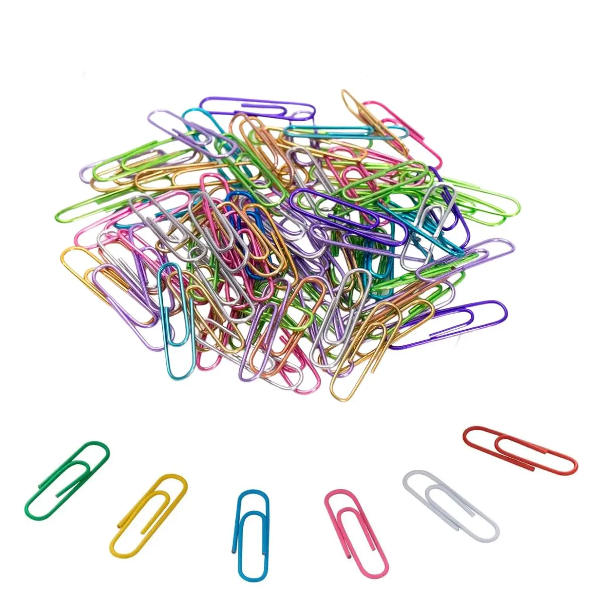 Vibrant Assorted Colored Paper Clips, 80 Pack - Reusable & Durable for Office and School Use