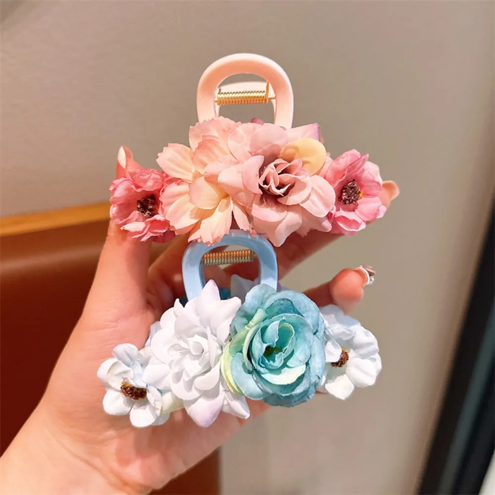 

Large Simulated Flower Hair Claw Trendy Korean Style Claw Clip Hair Crab Clip Hair Accessories Cloth Flower Shark Clip Women