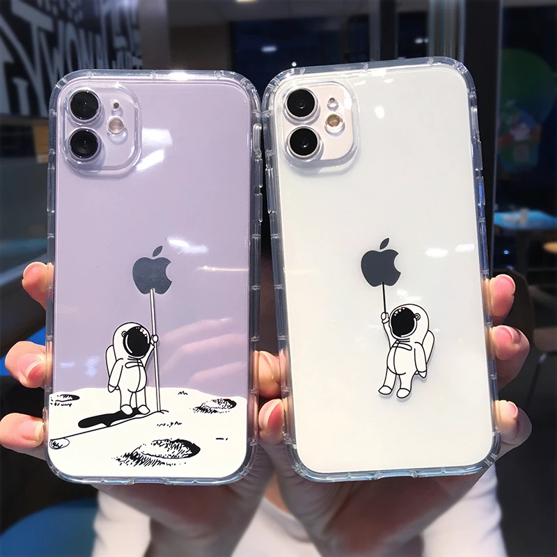 iphone 12 mini cover case Cute Cartoon Astronaut Star Space Phone Case For iPhone 11 13 Pro MAX XS XR X 12 7 8 Plus Clear Soft TPU Shockproof Back Cover best iphone 12 mini case