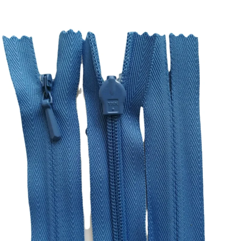 20pcs/lot 3 10" Ykk Invisible Nylon Coil Zipper Blue For Sewing Dress