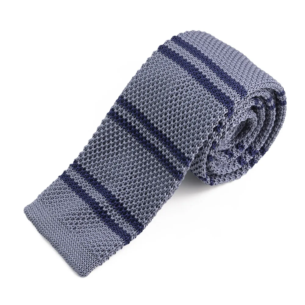 Men's Embroidered Striped Knit Slim Necktie – Stylish Designer Cravat