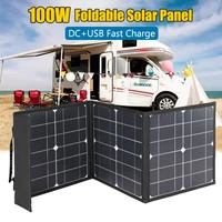100W panneau solaire pliable DC + USB charge rapide 18V cellule solaire sac pliant batterie externe en plein air pour téléphone portable Camping randonnée 1