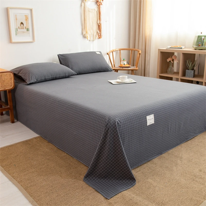 210x230cm Polyester Cotton Bed Sheet Skin-friendly Soft Jacquard Washed Cotton Coarse Cloth Cotton Bedsheet