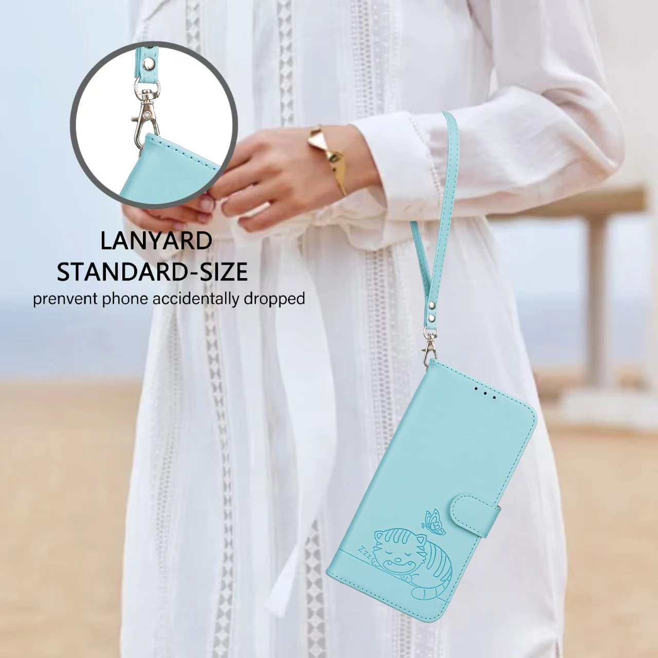 Nubia Focus Pro 5G Leather Case with Kawaii Phone Strap Cover