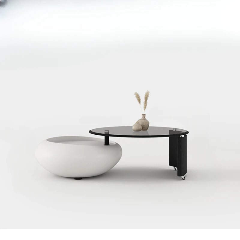 

Creative round Glass Tea Table High Sense Modern Simple Rotating round Coffee Table