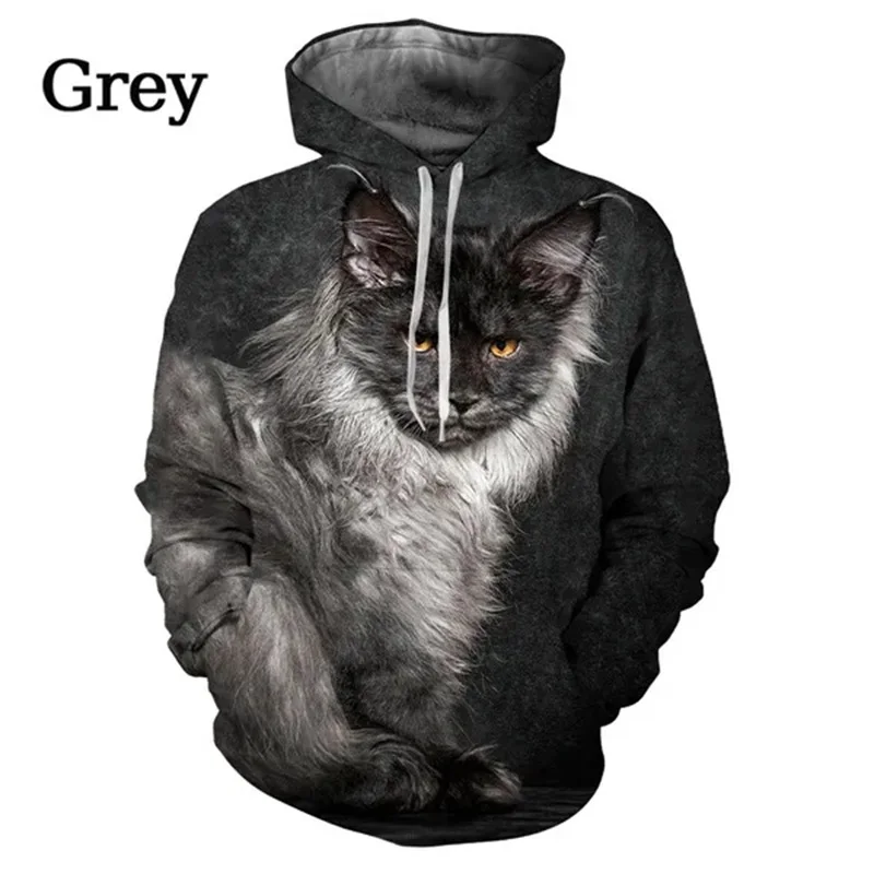 thumbnail image 1 of Sudadera con capucha con estampado de gato bonito para hombres y mujeres, sudaderas casuales divertidas con gatos, sudaderas, tops de ropa de calle, sudaderas de mujer, 1 of 5