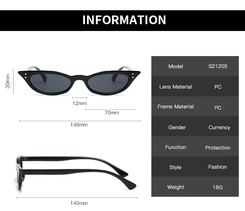 Schutzbrille Cat Eye Sonnenbrille Frauen Niet Design Schmale Dreieck Sonnenbrille Weibliche Schwarz Shades Streetwear Brillen – Detail 2