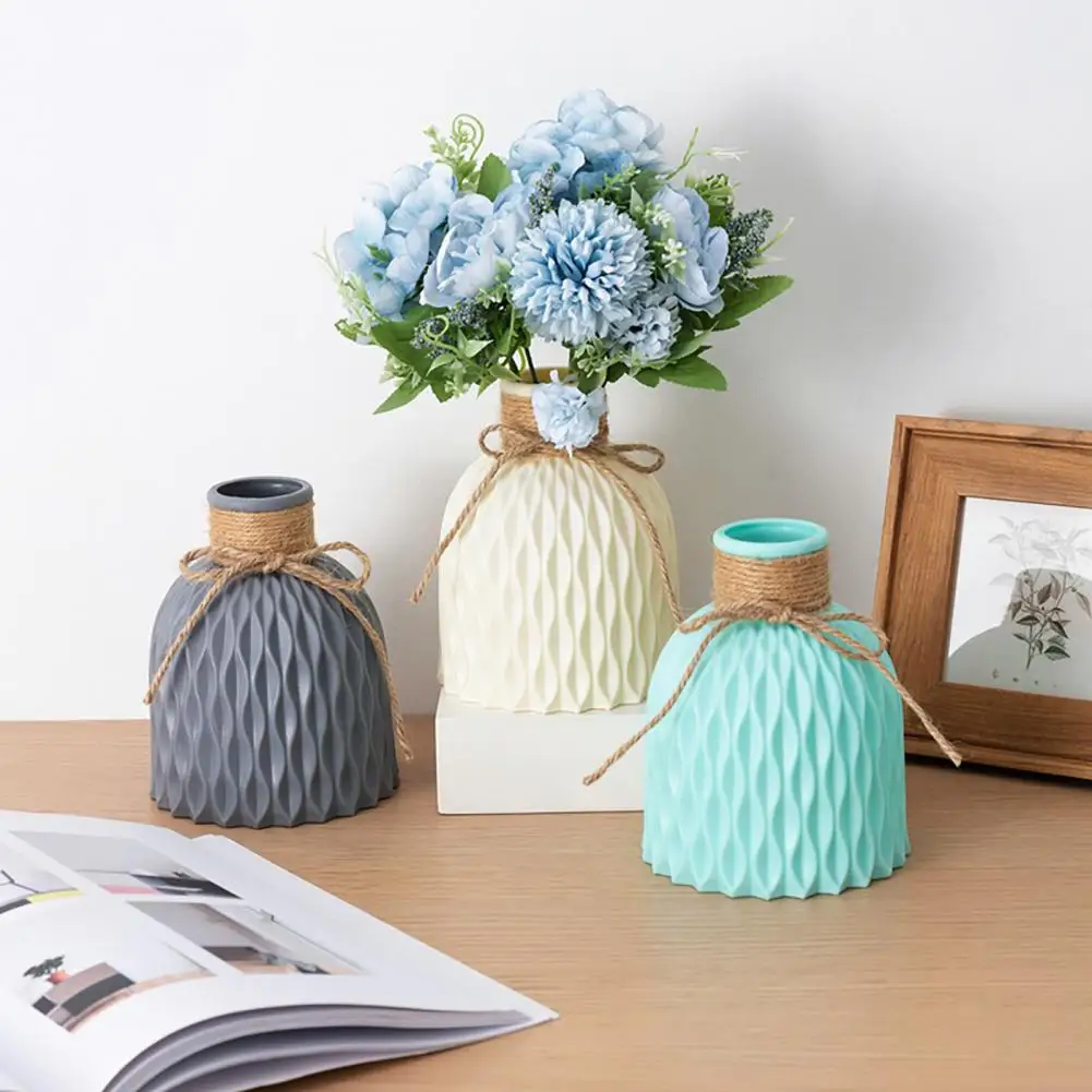 Modern Flower Vase White Pink Plastic Vase Flower Pot Basket Nordic Home Living Room Decoration Ornament Flower Arrangement 2