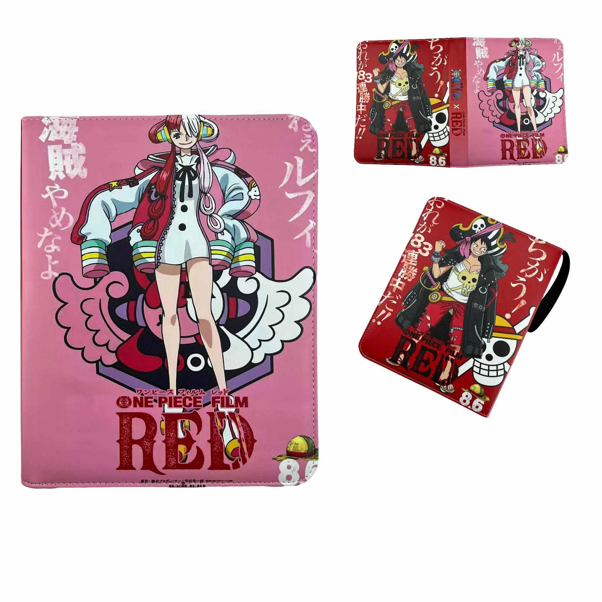 One Piece-Classeur de cartes en cuir PU avec fermeture éclair, 4