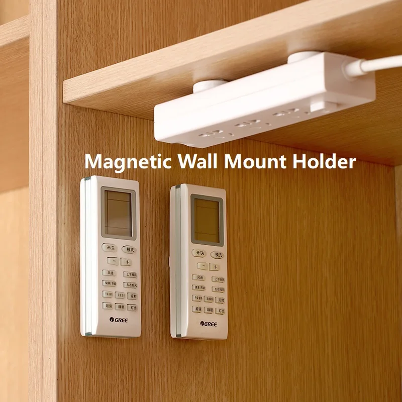 2 Pairs Magnetic Remote Control Holder Wall Mount TV Remote Holder Wall Mount Fan Remote Holder Magnetic Hooks Fridge Sticker