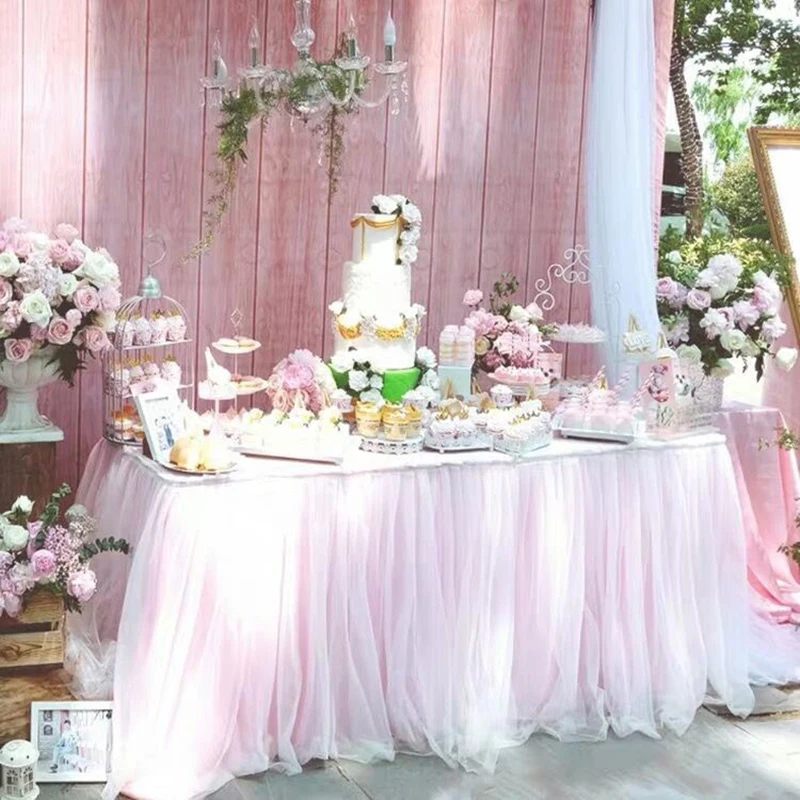 Pink Table Skirts Birthday Tulle Table Skirting Wedding Party Tutu TableSkirt Baby Shower Gender Reveal Unicorn Party Home Decor table skirt