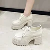 Gothic Chunky High Heels Loafers for Woman New Leather Platform Loafers Female Solid Color Thick Heeled Lolita Shoes 2024 5