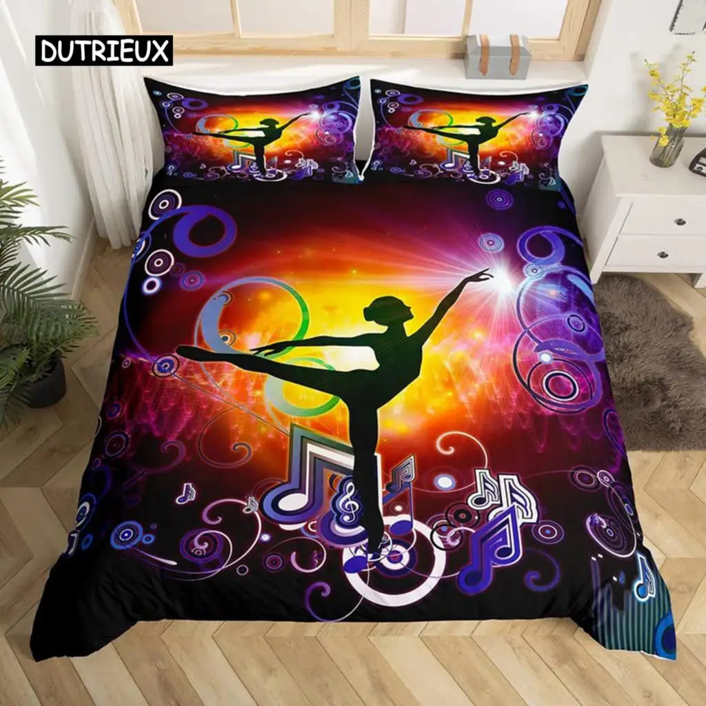 

Ballet Duvet Cover Set Love Gymnastics Bedding Set Polyester Dancer Musical Comforter Cover Popstar Party Floor Exercises Decor