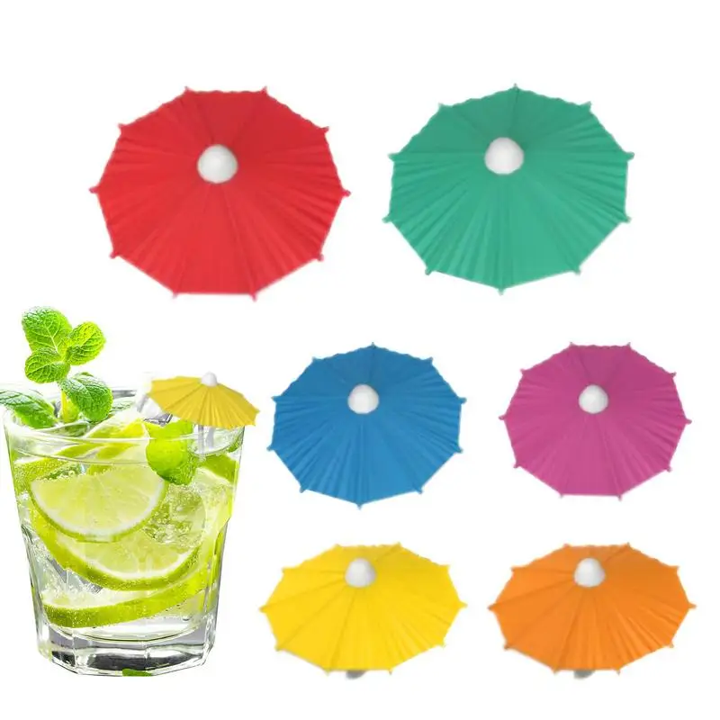 

Umbrella Wine Glass Tag 6Pcs Silicone Umbrella Wine Glass Marker Identifier Cup Label Tag Glasses Drink Markers For Weddings