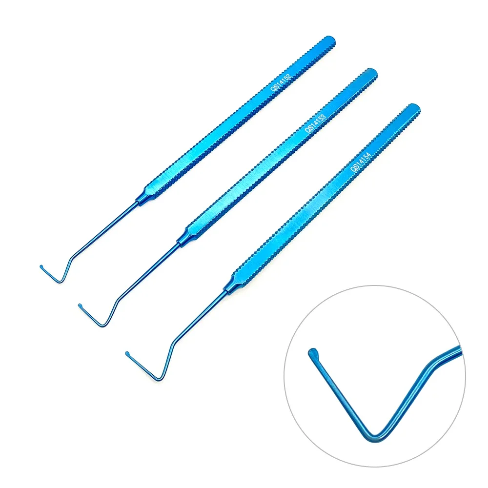 

Helveston Muscle Hook with blunt spatulated tip 8mm /10mm/12mm Ophthalmic hook Double Eyelid Instrument