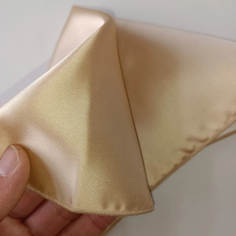 1Pcs Golden Pocket Squares 27cm Luxury Unisex Polyester Handmade Handkerchief for Wedding Party Suit Apparel Accessories