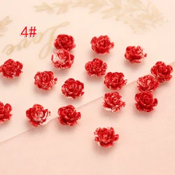 Set of 100 Miniature Resin Rose Flatback Cabochons for Crafting and Decoration (4. red)