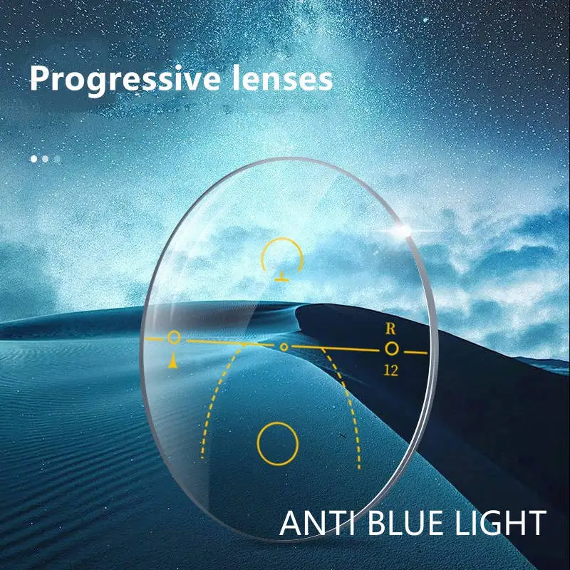 

Custom a Pair Of Optical Lens Progressive Multi-focus & Anti-blue Light Myopia Presbyopia Scratch-resistant 1.56 1.61 1.67 Index