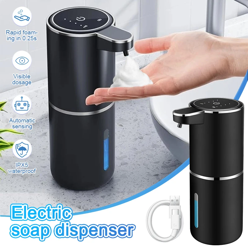 Soap Dispenser 380ml Rechargeable Automatic Foam Touchless Smart Display Infrared Sensor Liquid