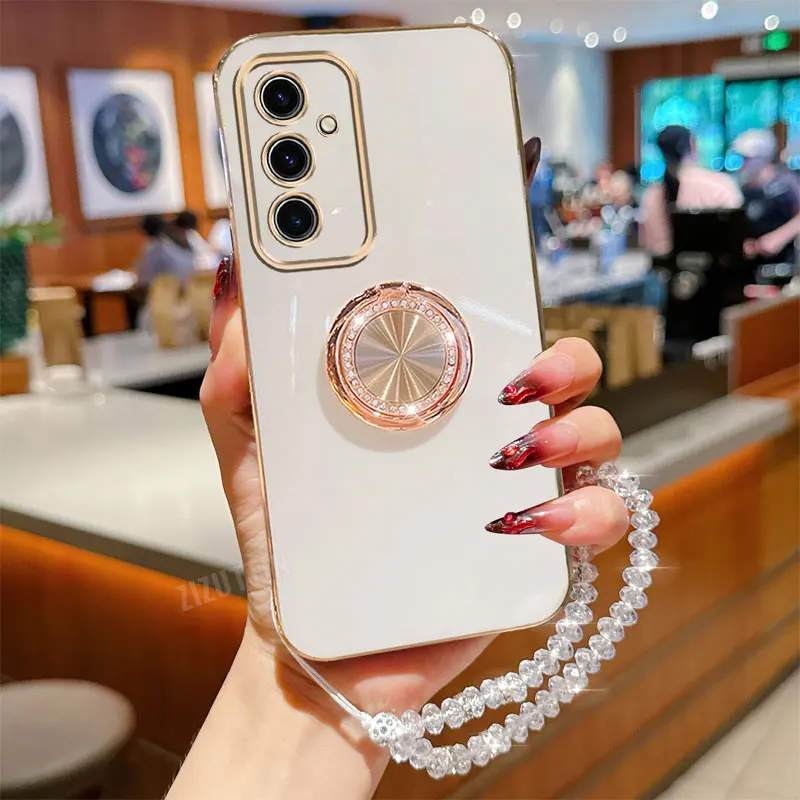 Luxury Crystal Strap Lanyard Circle Phone Holder Case