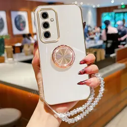 Luxury Crystal Strap Lanyard Circle Phone Holder Case - Galaxy Note20 (White)
