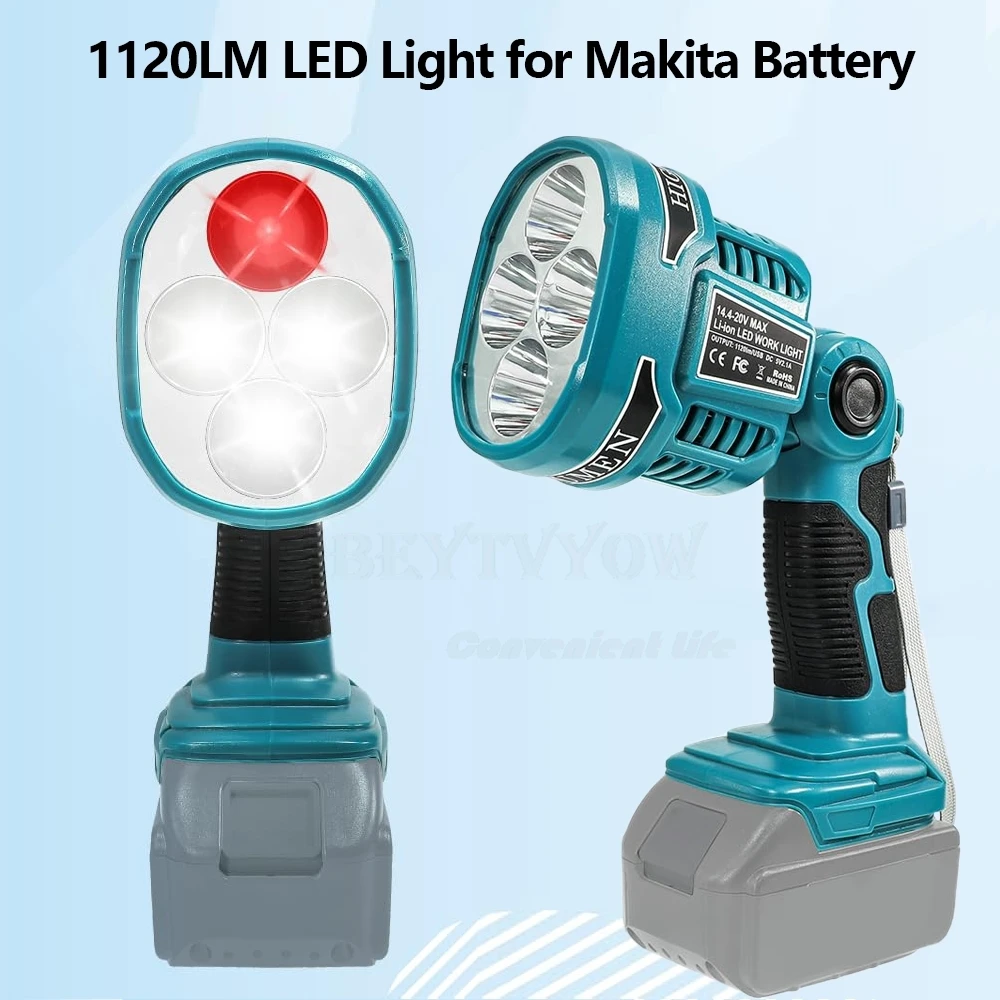 1120LM Portable Flashlight Compatible with Makita 18V Battery Jobsite LED Work L