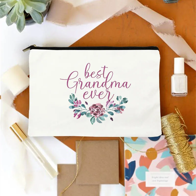 

Women Cosmetic Bag Best Grandma Ever Makeup Bags Canvas Travel Organizer Wash Storage Pouch Best Thanksgiving Gifts for Grandma